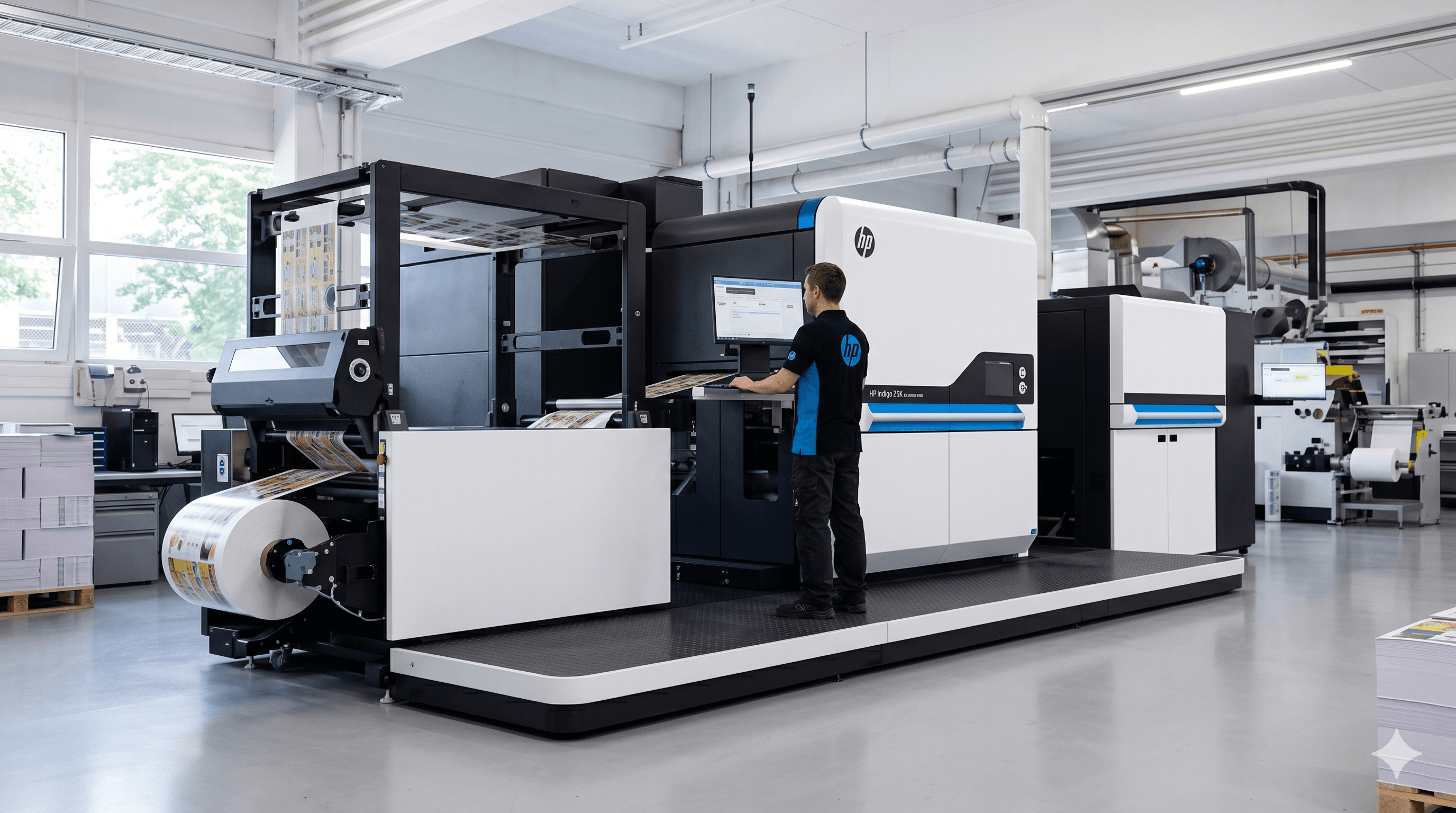 Digital printing equipment at the Mylarbag factory